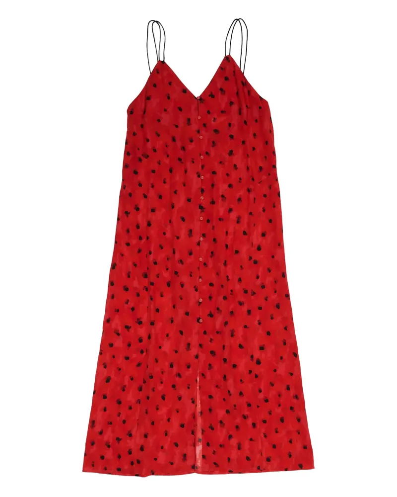 BIMBA Y LOLA Geknöpftes Maxikleid mit Polka Dots - Rot Rot