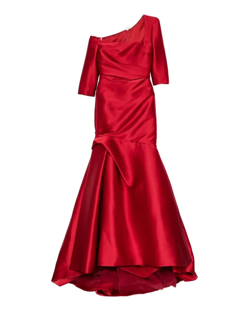 Monique Lhuillier asymmetric-neckline ruched gown - Rot Rot