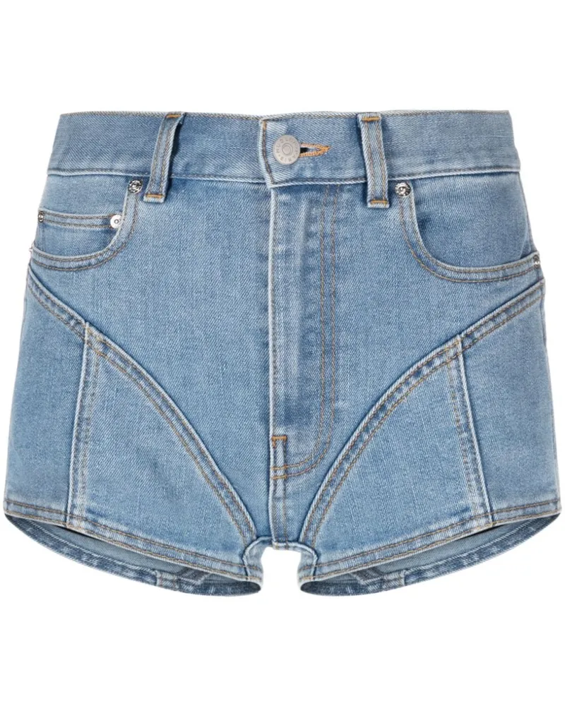 Thierry Mugler Spiral Jeans-Shorts Blau