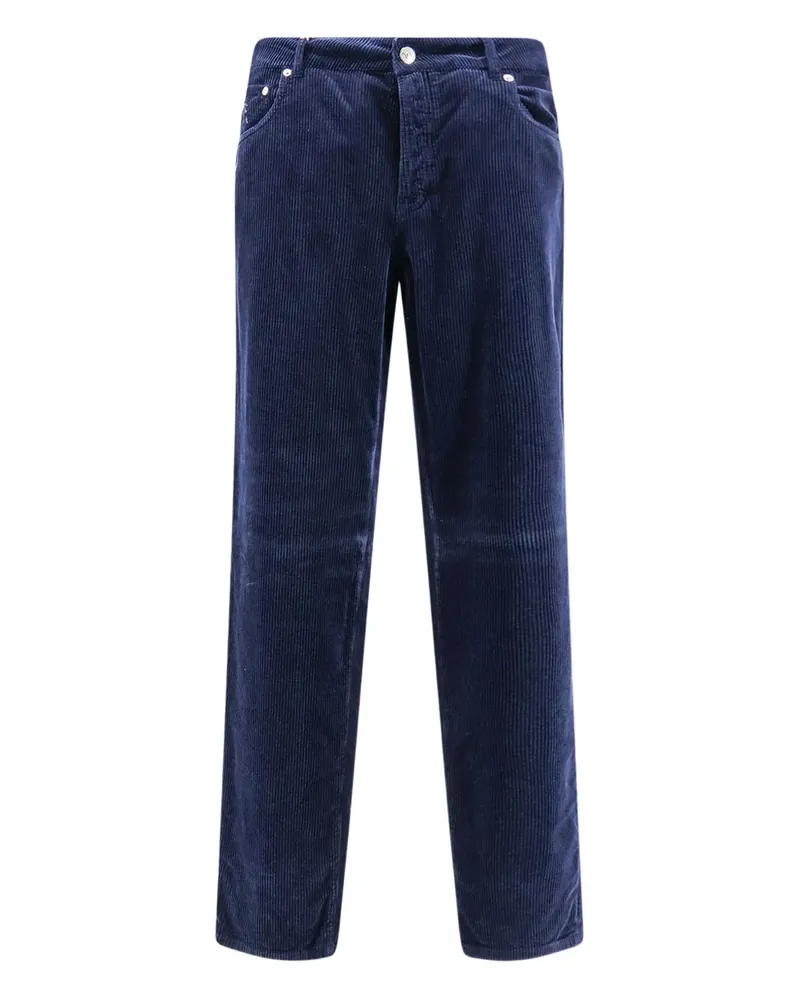 Brunello Cucinelli corduroy-texture trousers - Blau Blau