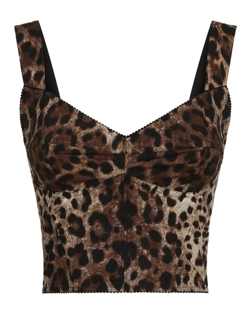 Dolce & Gabbana leo-print poplin top - Nude Nude