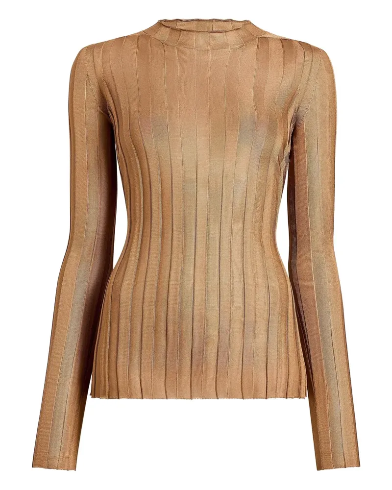 KHAITE Cosette Strickoberteil mit Stehkragen - Braun Braun