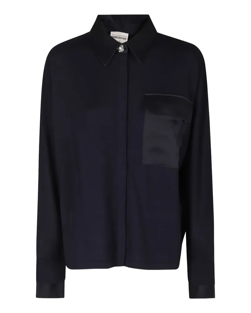 Semicouture Laetitia crystal-embellished satin-trim sweater - Blau Blau