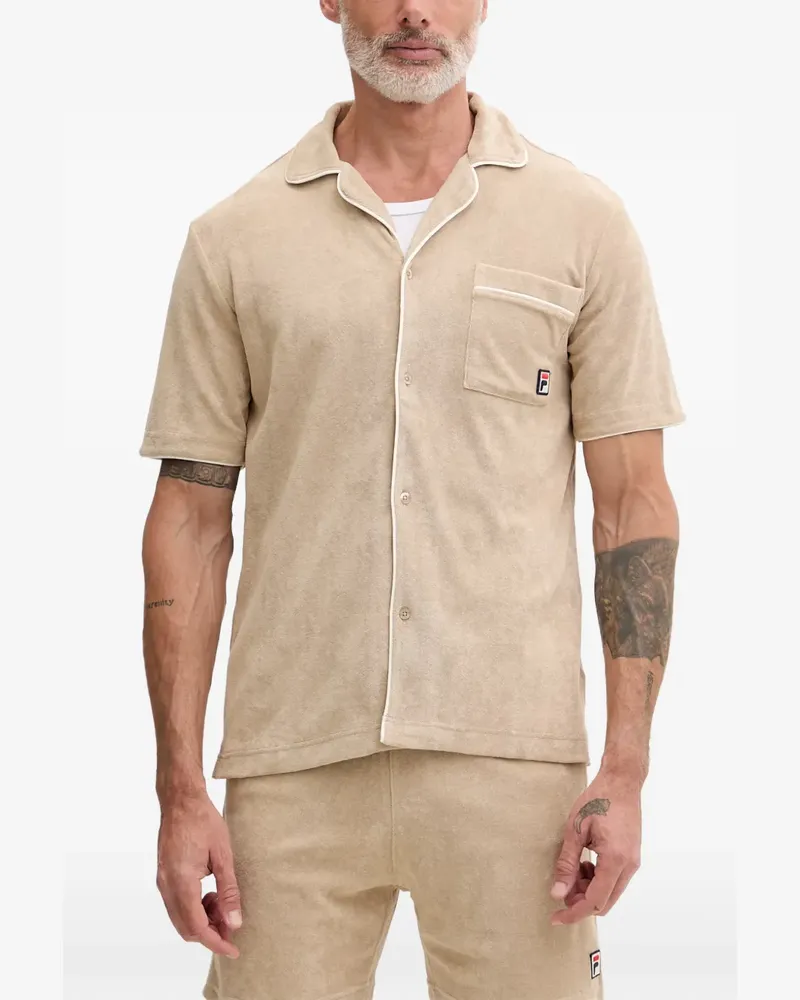 Fila Empoli piping-detail terry-cloth shirt - Nude Nude