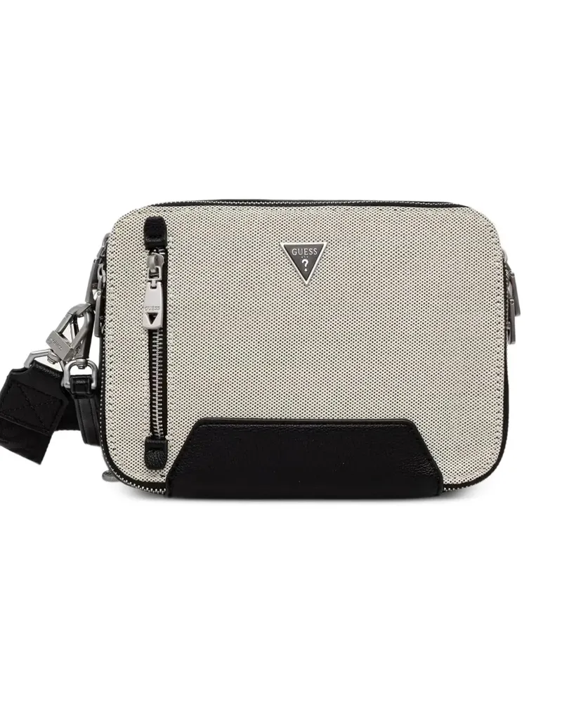 Guess Torino logo-plaque panelled shoulder bag - Nude Nude