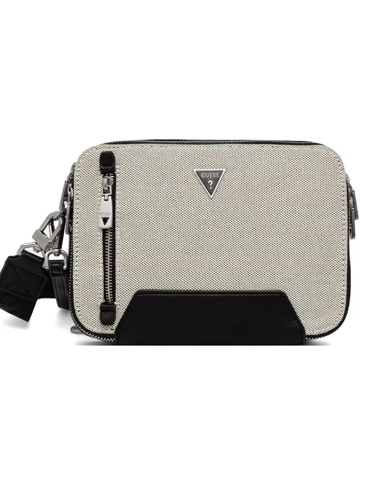 Guess Torino logo-plaque panelled shoulder bag - Nude Nude