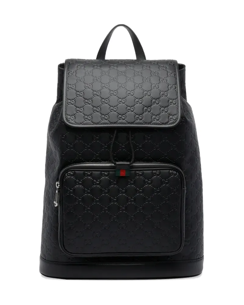 Gucci Mittelgroßer Rucksack mit GG-Logo - Schwarz Schwarz
