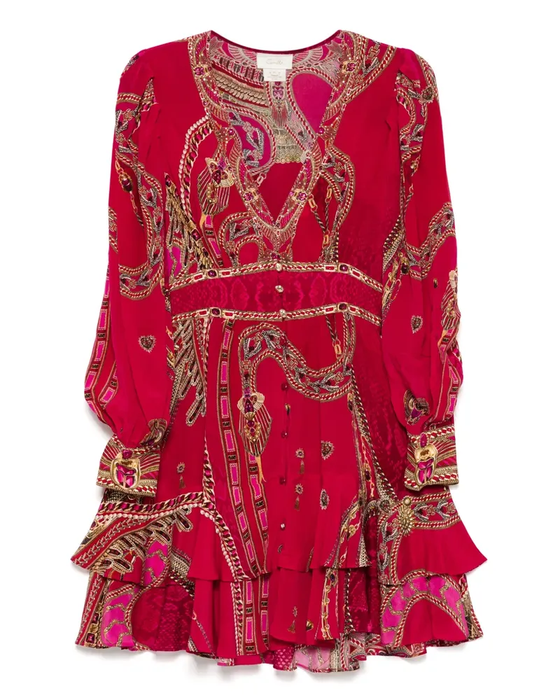 Camilla Kissed by a Cobra Kleid mit Rüschen - Rot Rot