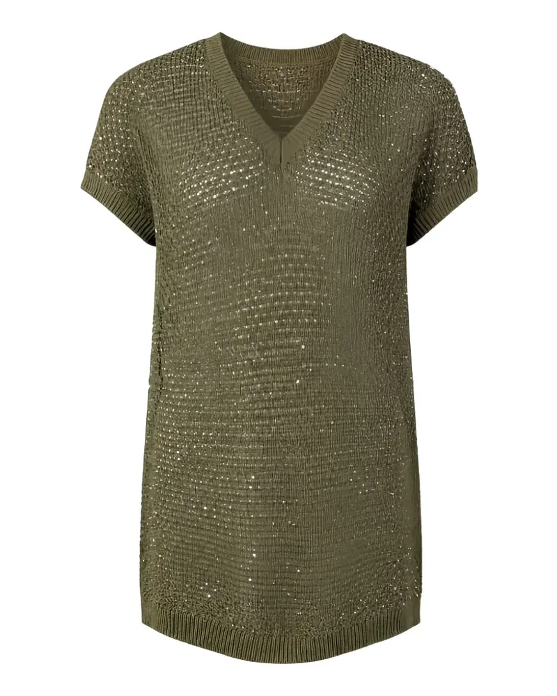 Fabiana Filippi sequin-embellished open-knit top - Grün Grün