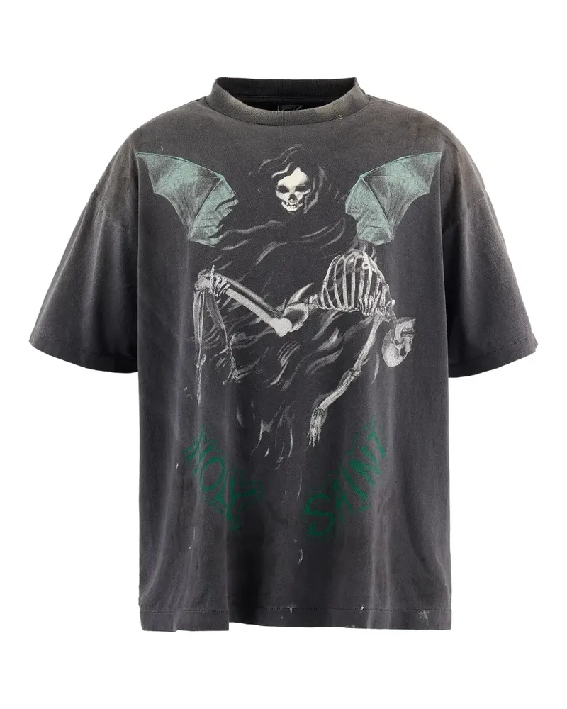 SAINT MXXXXXX T-Shirt im Distressed-Look - Schwarz Schwarz