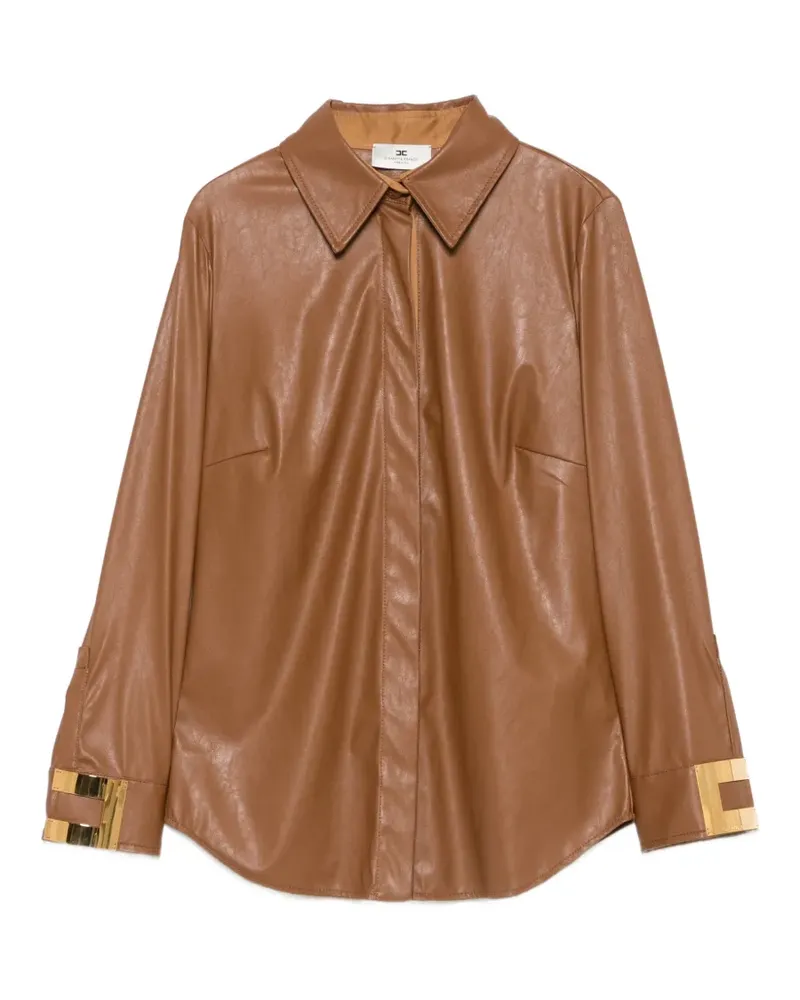 Elisabetta Franchi Hemd mit Logo-Schild - Braun Braun