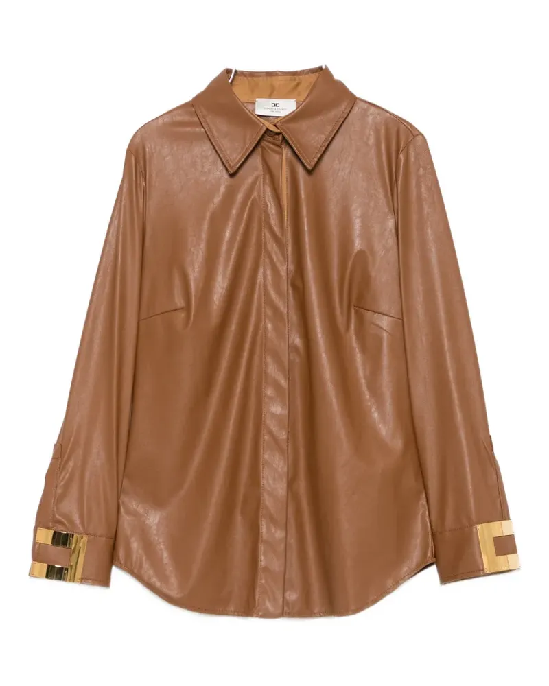 Elisabetta Franchi logo-plaque long-sleeve shirt - Braun Braun