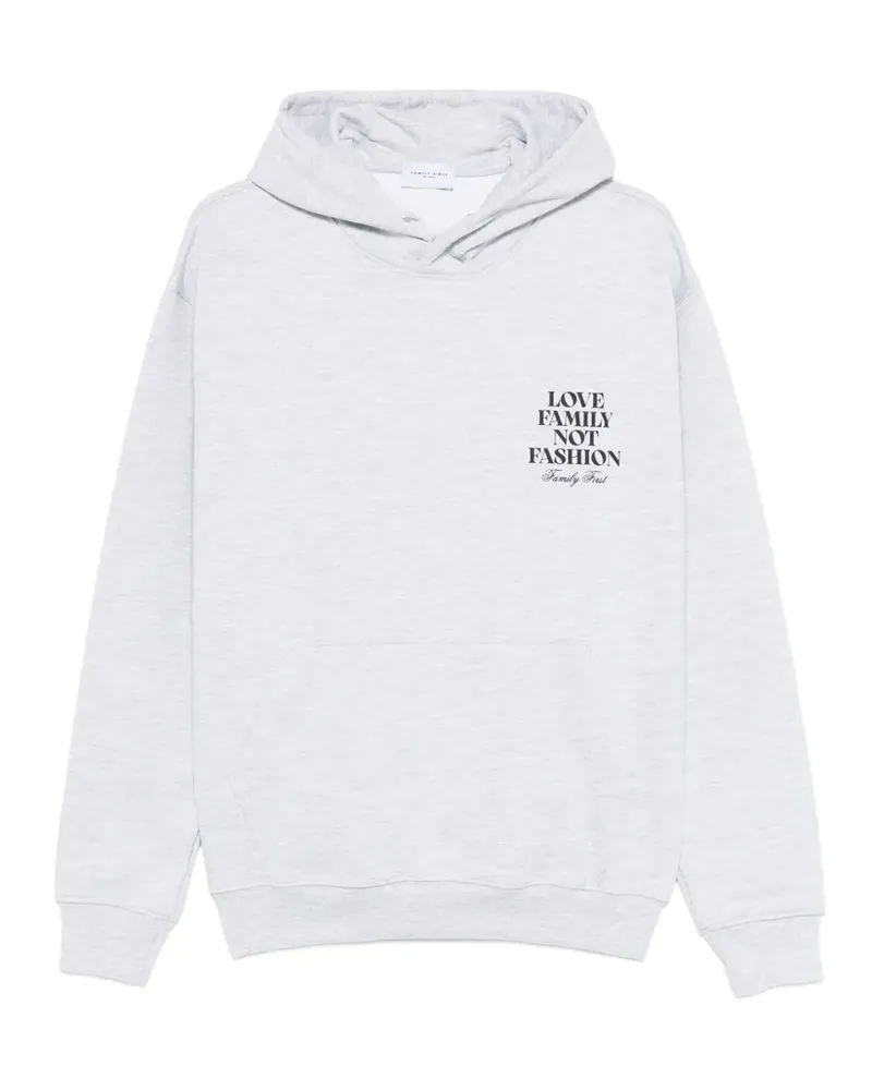 Family First hooded graphic cotton sweatshirt - Grau Grau