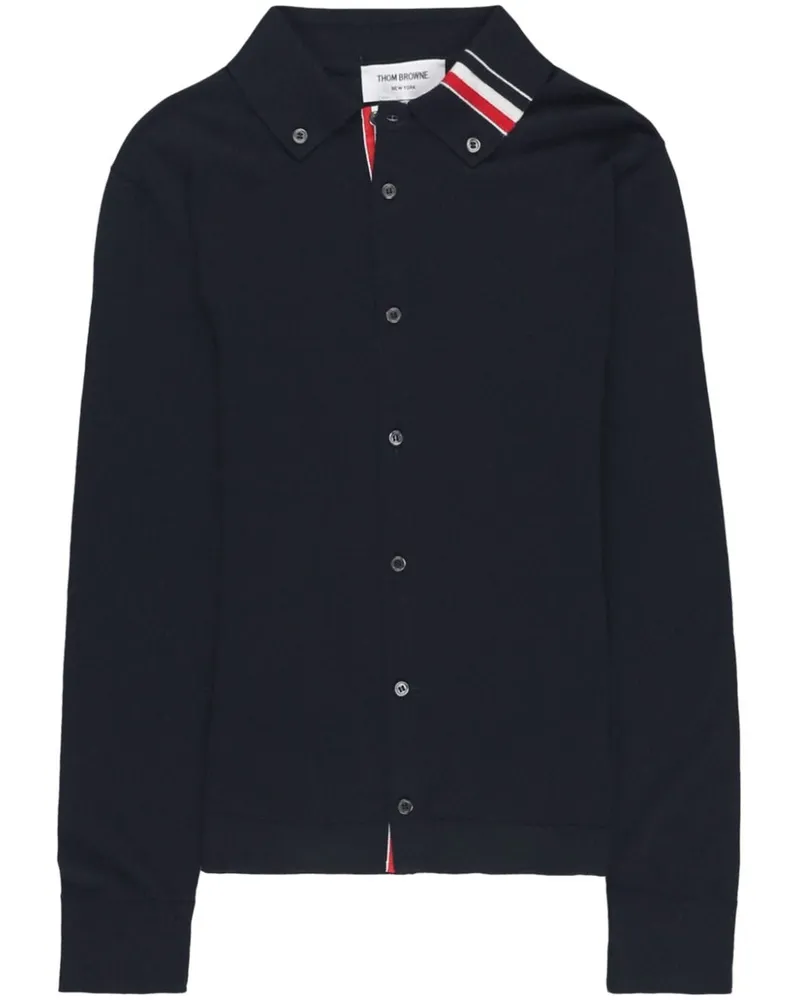 Thom Browne Cardigan mit Besatzstreifen Blau