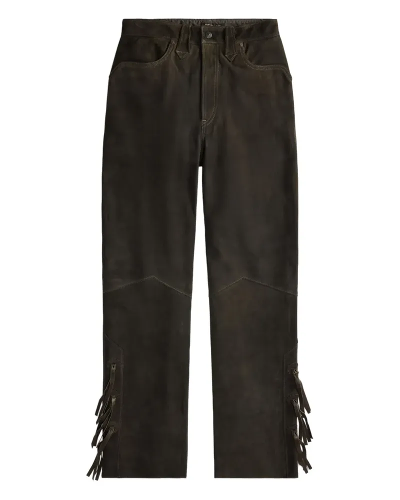 Ralph Lauren Lederhose mit Fransen - Schwarz Schwarz