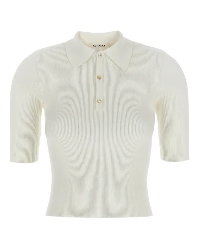 AURALEE ribbed-knit polo shirt - Nude Nude