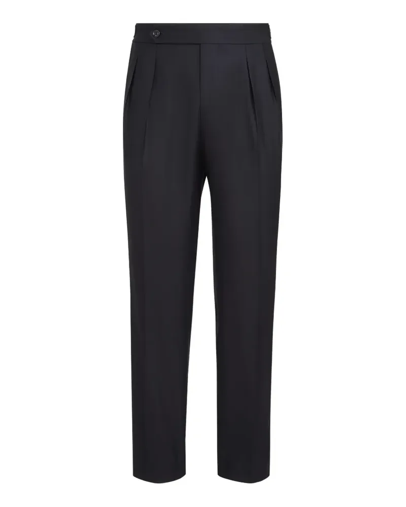 Brunello Cucinelli Leichte Twill-Smokinghose aus Schurwolle und Seide mit Doppelfalten und Taillenlaschen - Schwarz Schwarz