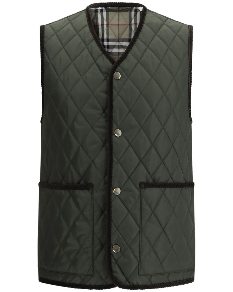 Burberry Weste mit Rautensteppung - Grün Grün