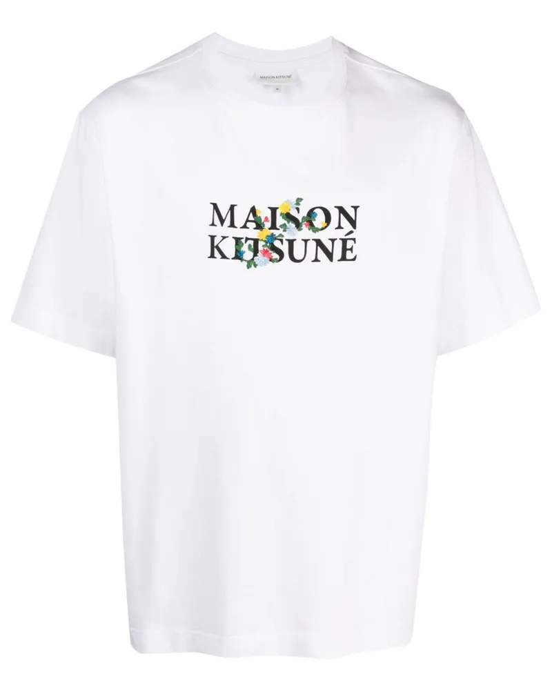 Kitsuné T-Shirt mit Logo-Print - Weiß Weiß
