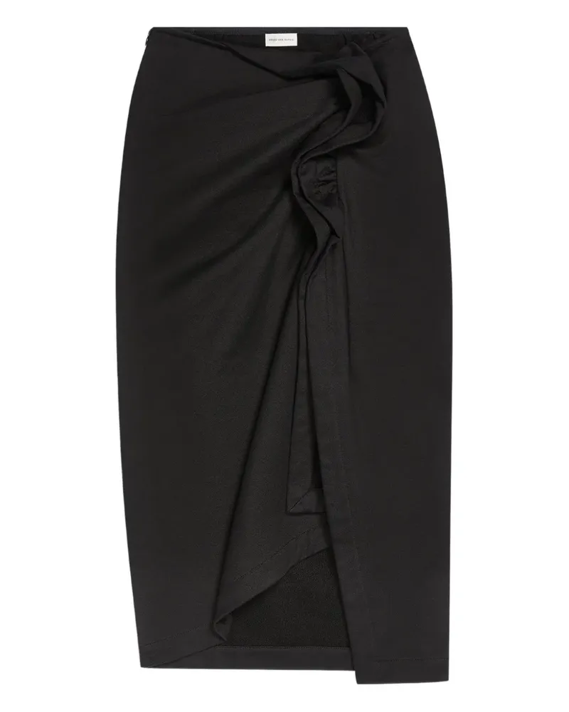 Dries van Noten Asymmetrischer Rock mit Rüschen - Schwarz Schwarz