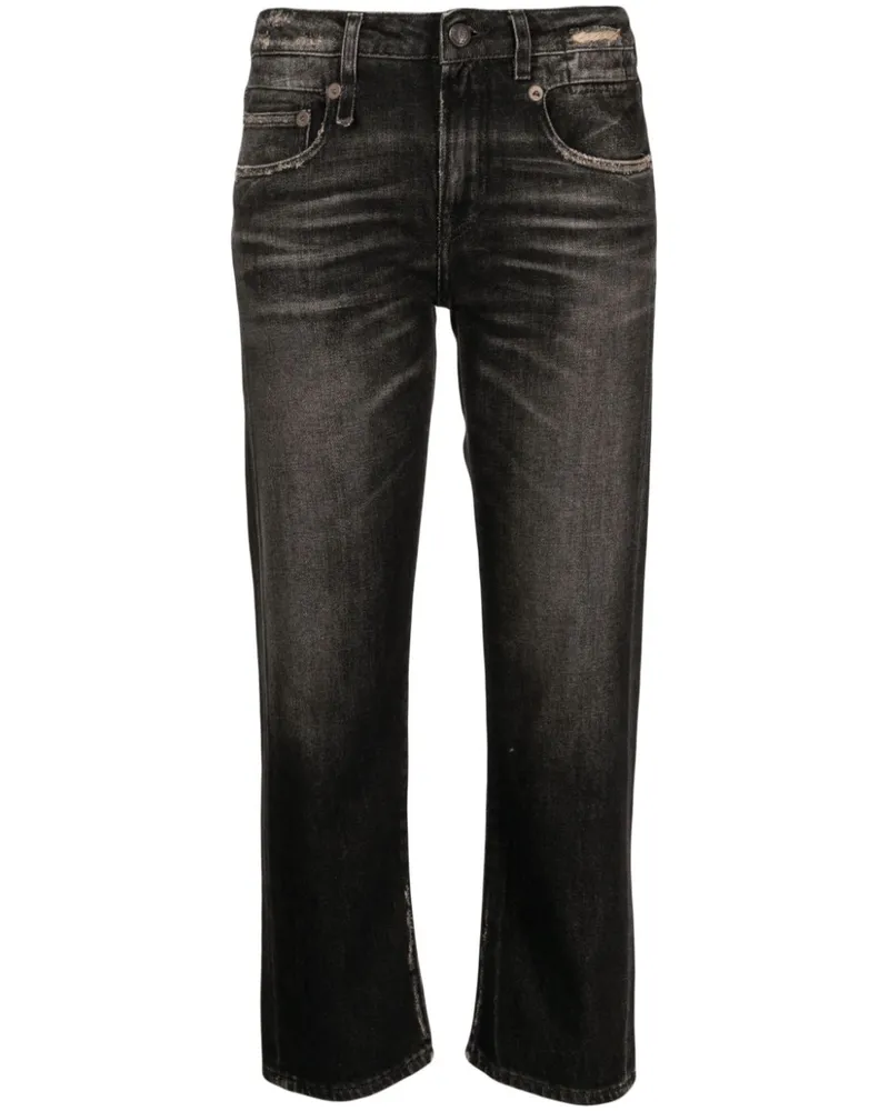 R13 Cropped-Jeans im Distressed-Look - Grau Grau