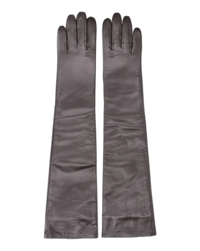 FRANKIE Shop long leather gloves - Braun Braun