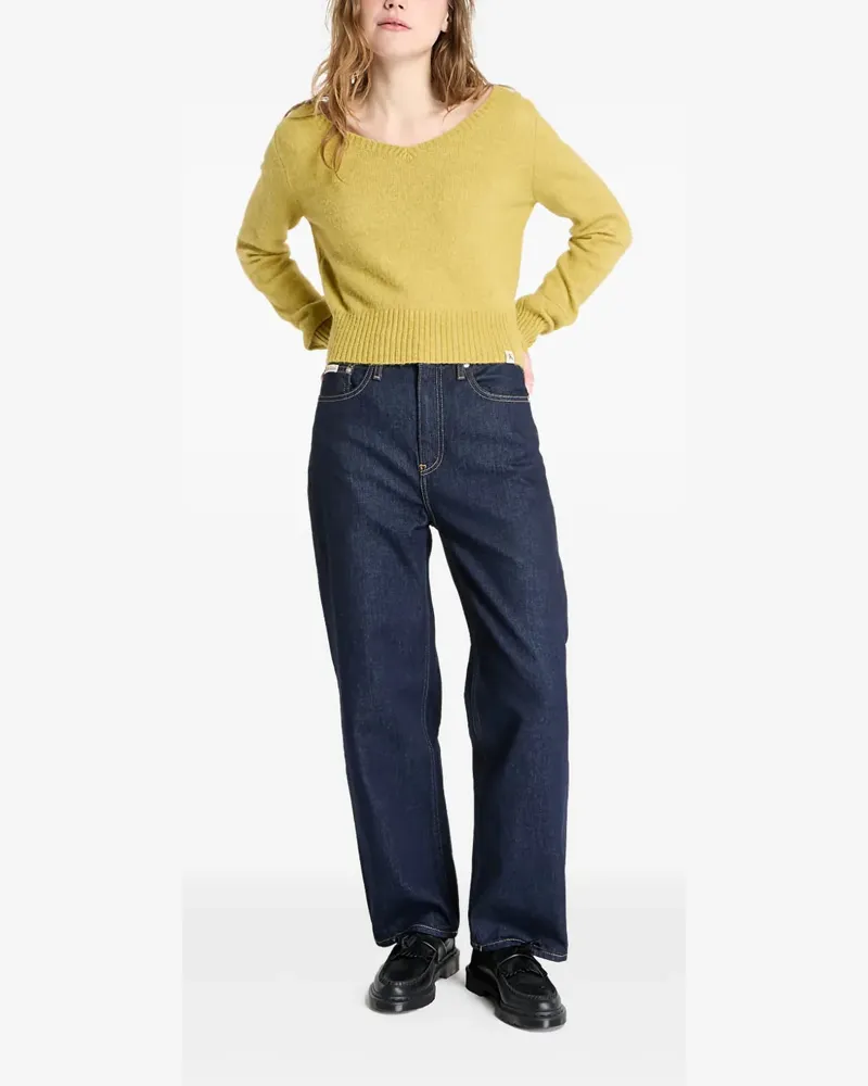 Calvin Klein Cropped-Pullover mit V-Ausschnitt - Gelb Gelb