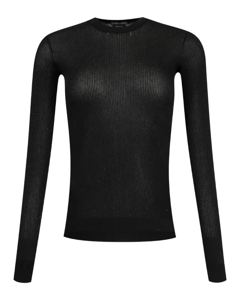 Tom Ford Gerippter Strickpullover mit Pailletten - Schwarz Schwarz