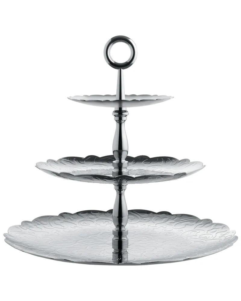 Alessi Dreiteller Kuchenständer - Silber Silber