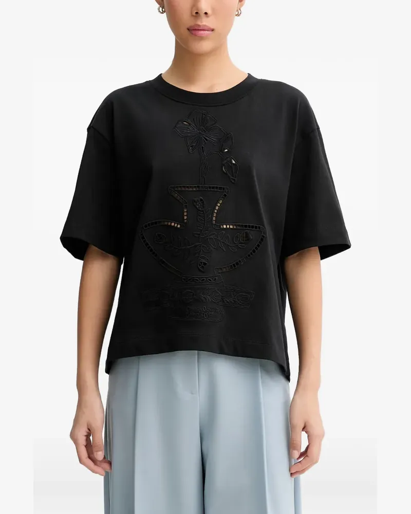 MUNTHE Nellamy T-Shirt mit Cut-Out - Schwarz Schwarz