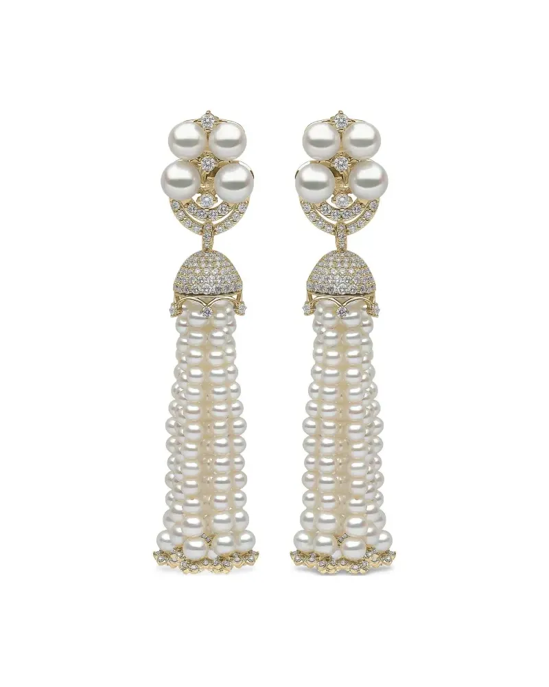 YOKO London 18kt Gelbgoldohrringe mit Süßwasserperlen und Diamanten Gold