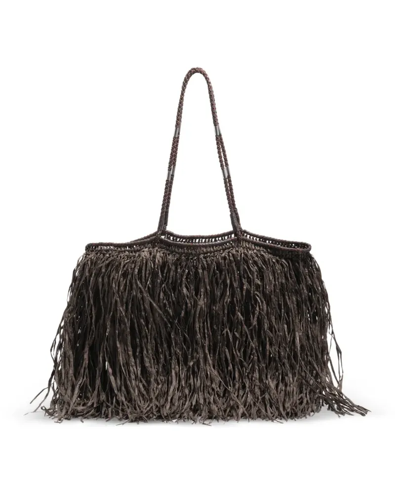 BIMBA Y LOLA Große Kurt Schultertasche mit Fransen - Braun Braun