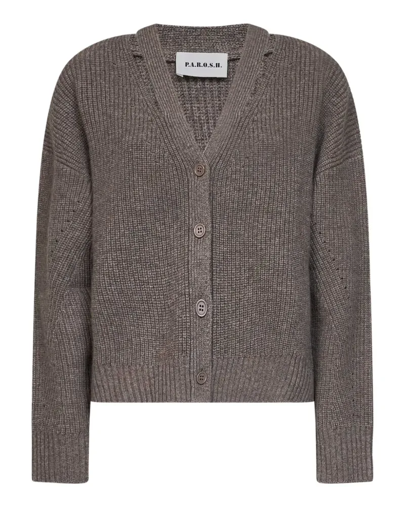 P.A.R.O.S.H. P.A.R.O H. v-neck chunky-knit cardigan - Braun Braun