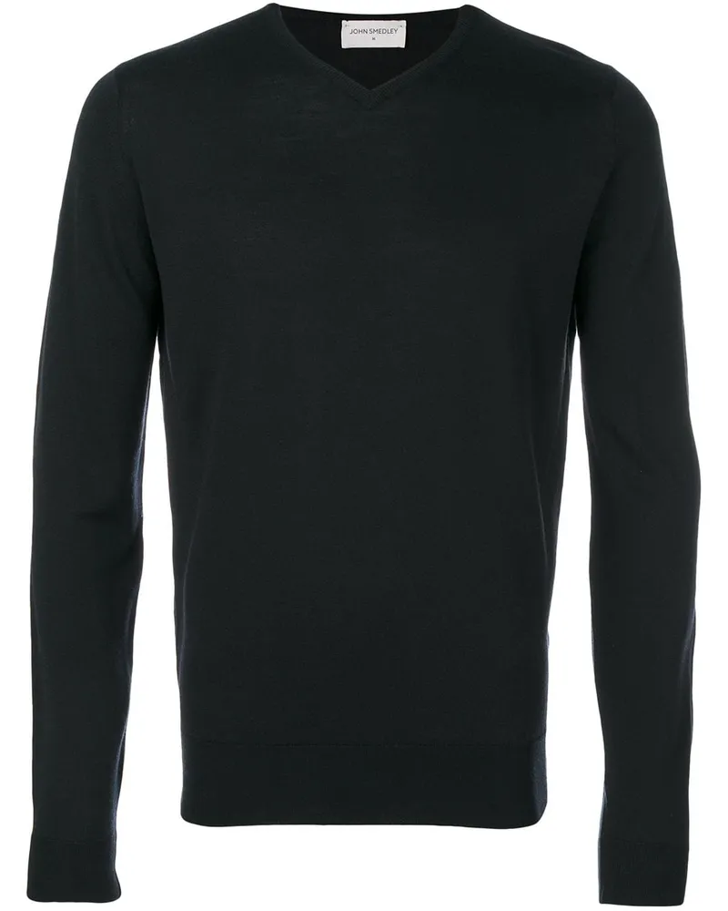 John Smedley Merinopullover mit V-Ausschnitt - Schwarz Schwarz