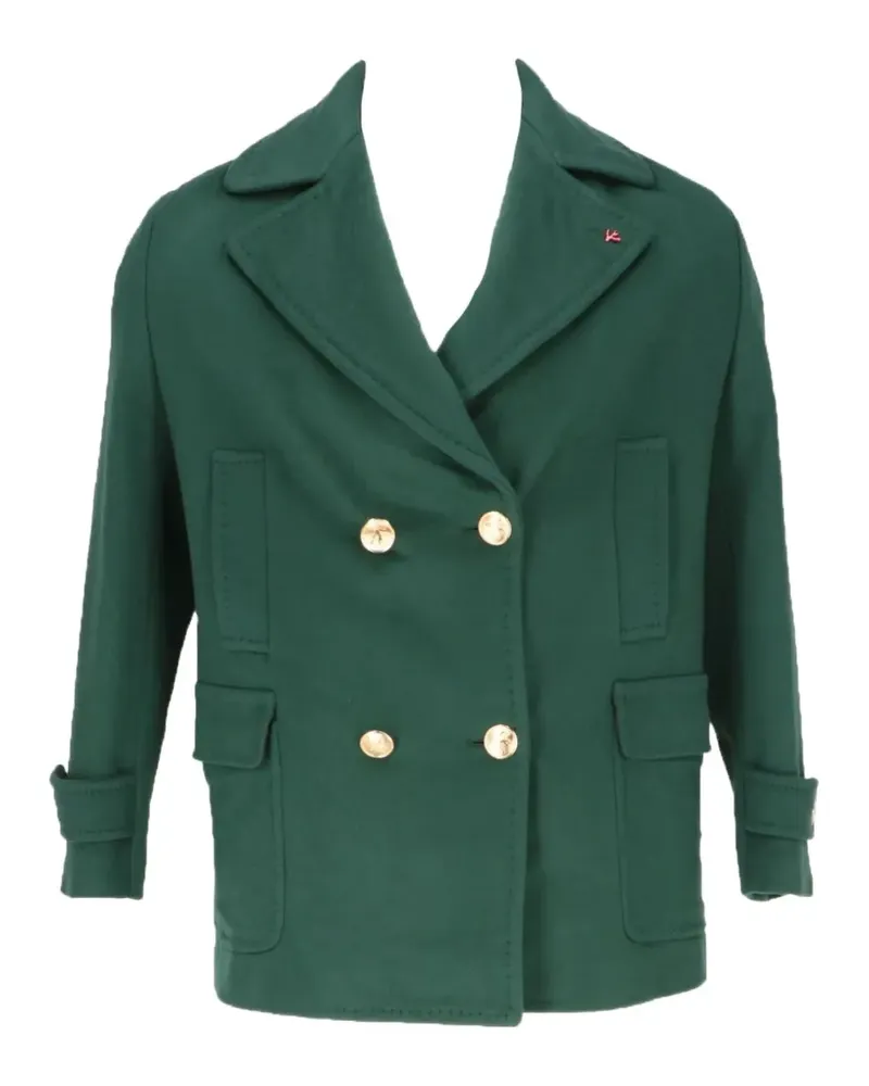 Isaia double-breasted long-sleeve coat - Grün Grün