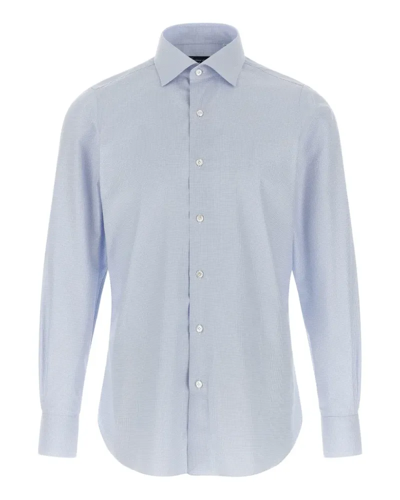 Finamore 1925 micro vichy-motif shirt - Blau Blau