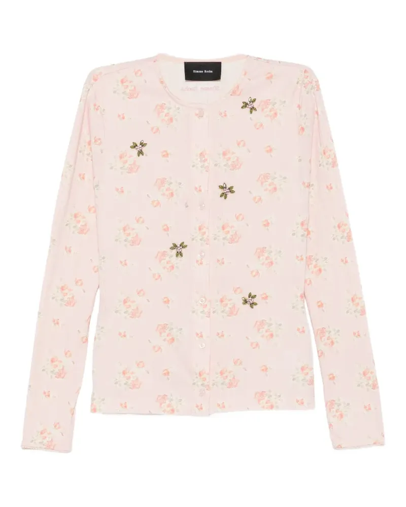 Simone Rocha Kristallverzierter Cardigan mit Blumenprint - Rosa Rosa