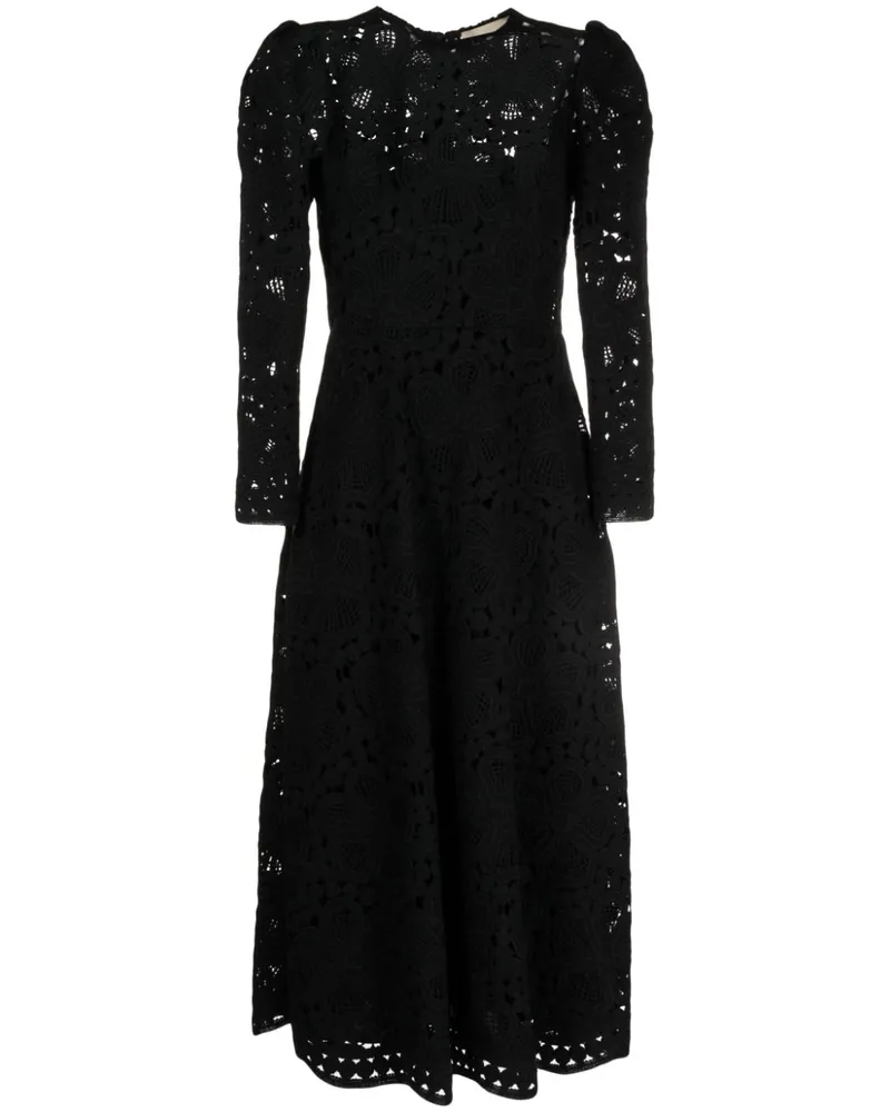 Elie Saab Midikleid aus Spitze - Schwarz Schwarz
