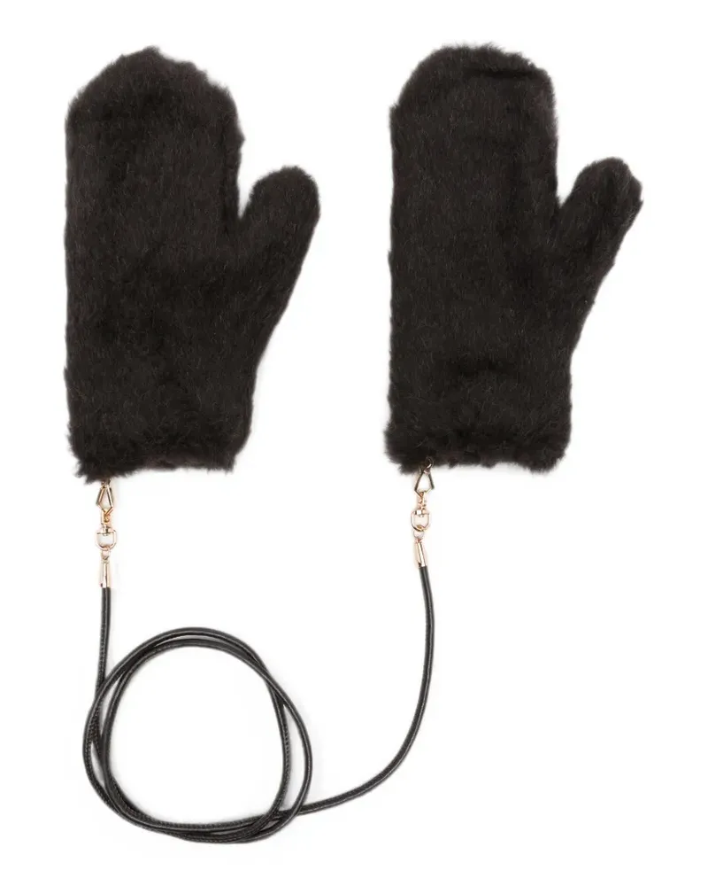Max Mara Ombrato Handschuhe mit Lederriemen - Braun Braun