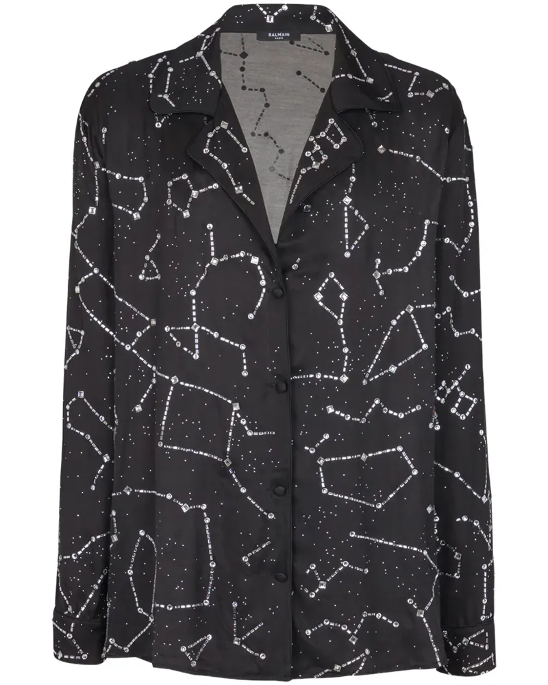 Balmain Besticktes Hemd mit Konstellationen - Schwarz Schwarz