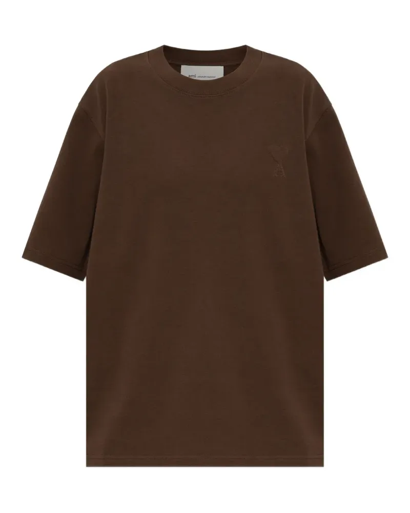 AMI Paris T-Shirt mit Ami de Coeur-Prägung - Braun Braun