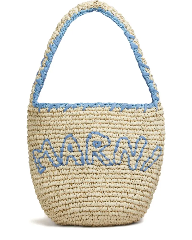 Marni Bestickte Schultertasche - Nude Nude