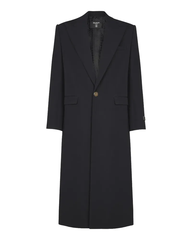 Balmain Einreihiger Mantel - Schwarz Schwarz