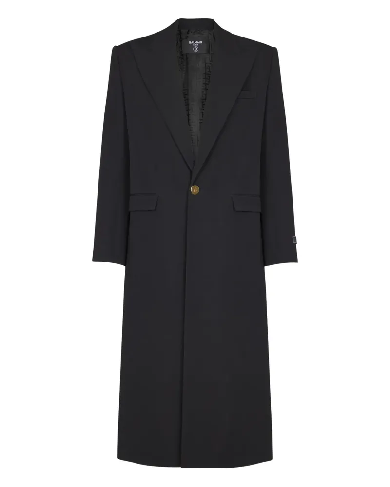 Balmain Einreihiger Mantel - Schwarz Schwarz