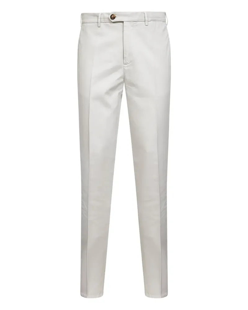 Brunello Cucinelli pressed-crease cotton trousers - Nude Nude