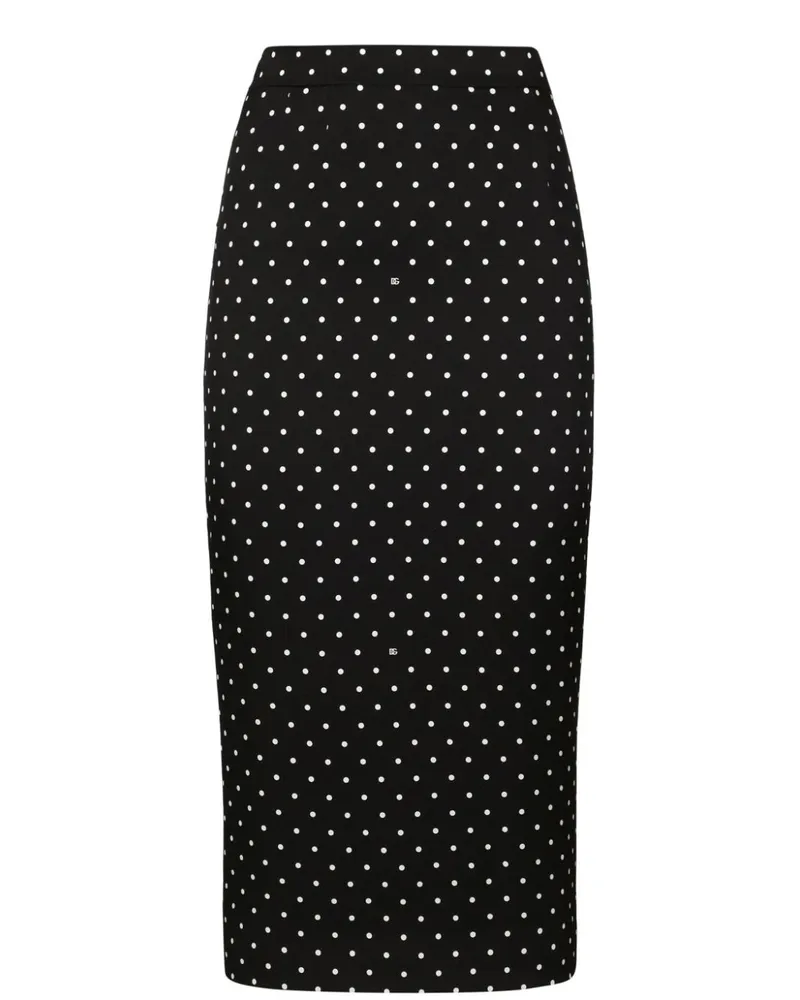 Dolce & Gabbana Bleistiftrock mit Polka Dots - Schwarz Schwarz