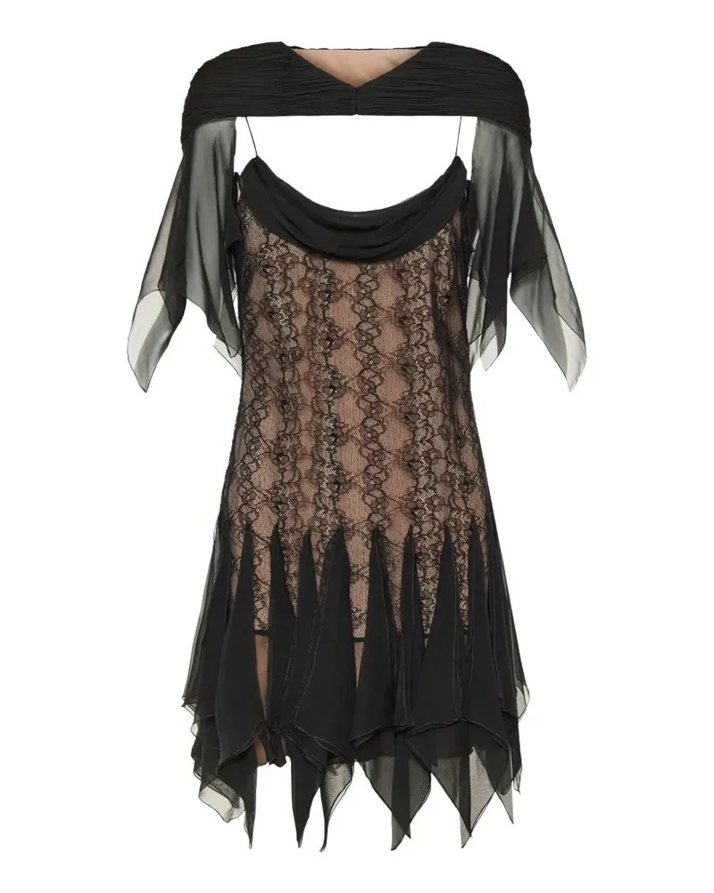 Valentino Garavani lace-panelled handkerchief-hem dress - Schwarz Schwarz