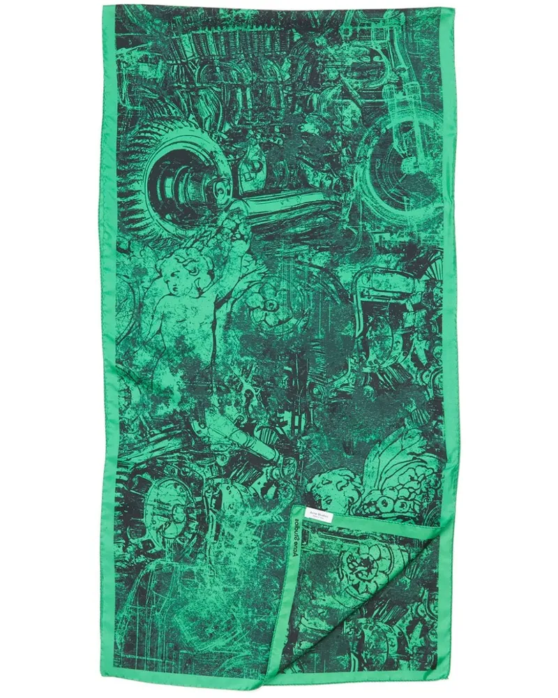 Acne Studios Schal mit abstraktem Print - Grün Grün