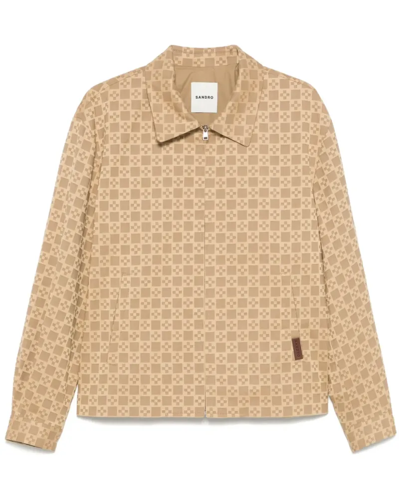 Sandro Square Cross Jacke - Nude Nude