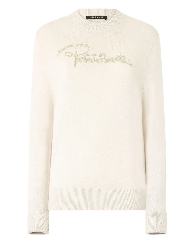 Roberto Cavalli Gestrickter Pullover mit Logo - Nude Nude
